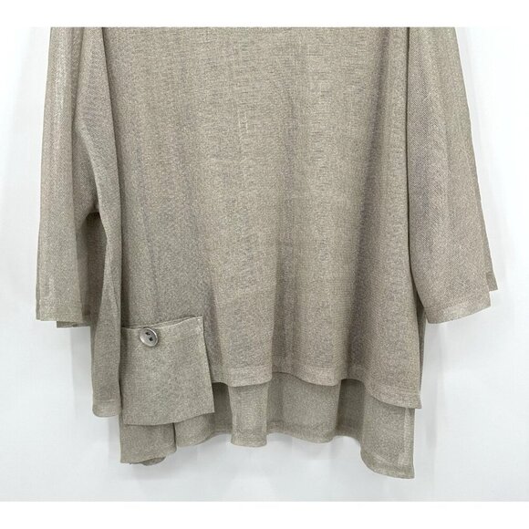 shirt top blouse tunic batwing sheer artsy lagenlook layered beige 2X - Picture 5 of 9